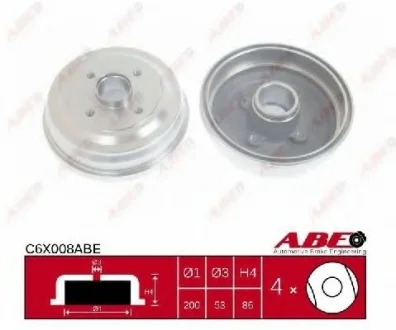 Тормозной барабан задний OPEL CORSA C 1.0-1.7D 09.00-06.12 ABE C6X008ABE