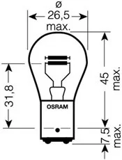 ЛАМПА 21/5W 12V BAY15D 5XFS10 ULTRALIFE OSRAM 7528ULT