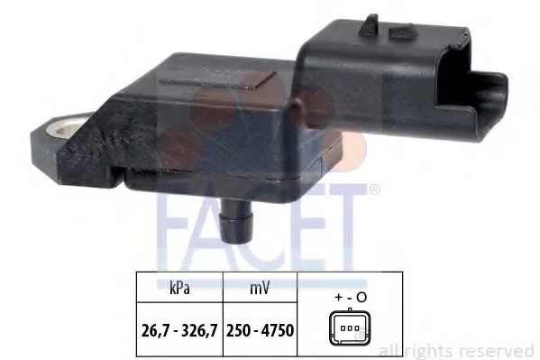 ДАТЧИК ДАВЛЕНИЯ НАДДУВА Citroen C5 / Ford Fiesta/Transit Courier / Peugeot 407 1.4-2.2 Hdi/TDCi (06-) (10.3134) Facet FACET 103134 (фото 1)