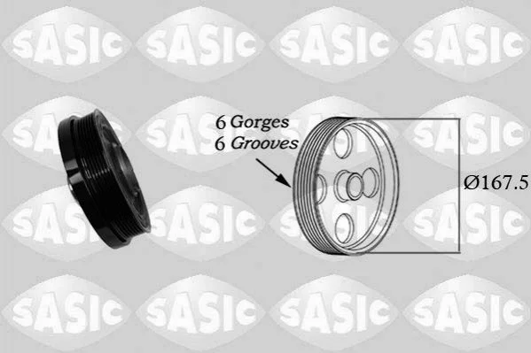 Шків колінвалу BMW 1 F20, F21, 2 F22, F87, 3 E90, E92, E93, F30, F31, F34, 4 F32, F33, F36, 5 F07, F10, F11, X1, X3 Sasic SASIC 2156078 (фото 1)