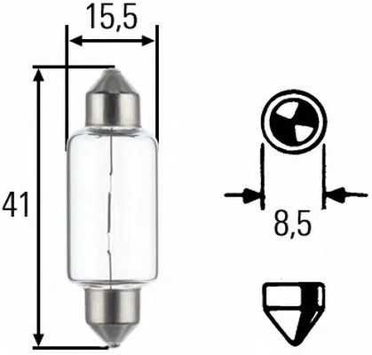 Автолампа Behr Hella Standard T15 SV8,5 15 W прозрачная HELLA 8GM002091141 (фото 1)