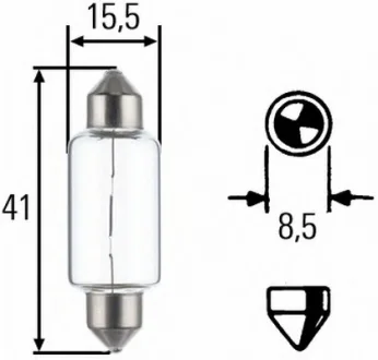 Автолампа Behr Hella Standard T15 SV8,5 15 W прозрачная HELLA 8GM002091141