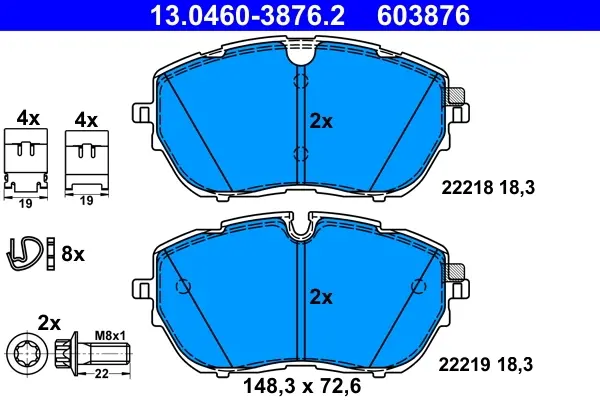 Комплект тормозных колодок переднего., DS DS 4 II, DS 7, DS 9, N°4 CITROEN C5 AIRCROSS, C5 X OPEL ASTRA L, GRANDLAND / GRANDLAND X, GRANDLAND X PEUGEOT 3008, 3008 II, 308 1.2-Electric 09.13- ATE 13046038762 (фото 1)