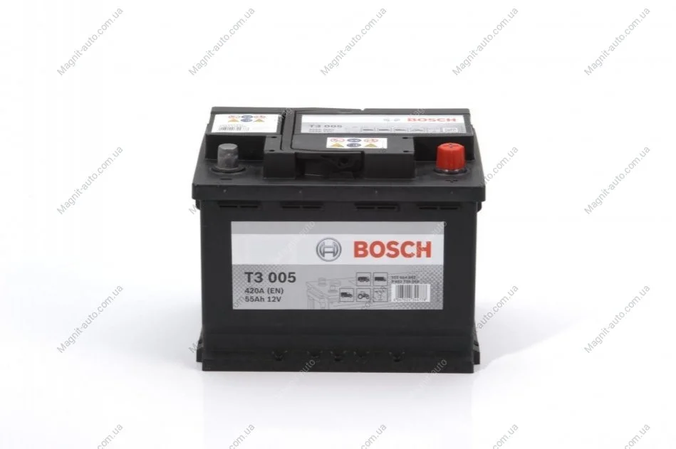 Батарея акумуляторна Bosch T3 005 12В 55Ач 420A(EN) R+ BOSCH 0092T30050 (фото 1)