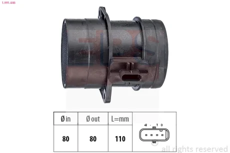 Витратомір повітря Audi A4/A6/Q3/Q5/VW Caddy/Crafter/Golf/T5 2.0TDI 05- EPS 1991446