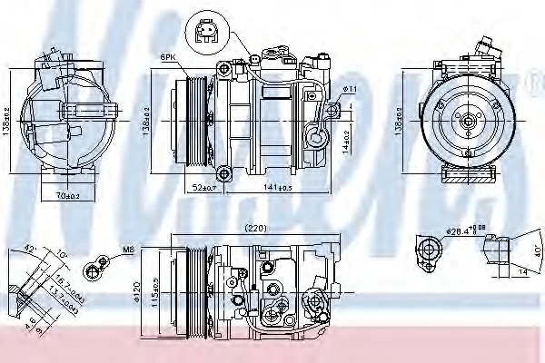 Компрессор кондиционера MB C-Class (W204)/E-Class (W212)2.0-3.5 07-16 NISSENS 890379 (фото 1)