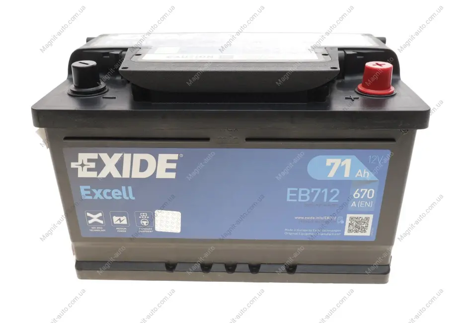 Стартерна батарея (акумулятор) EXIDE EB712 (фото 1)