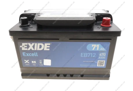 АКБ 6СТ-71 R+ (пт670) (необслуг) (низький) EXCELL Exide EXIDE EB712