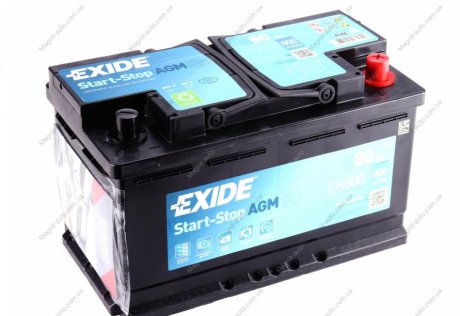 Стартерная аккумуляторная батарея, Стартерная аккумуляторная батарея EXIDE EK800 (фото 1)
