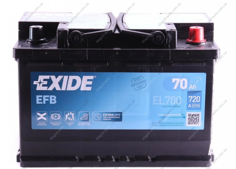 АКБ 6СТ-70 R+ (пт760) (необслуг) EFB Exide (Start/Stop) EXIDE EL700 (фото 1)