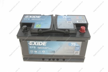 Стартерная аккумуляторная батарея, Стартерная аккумуляторная батарея EXIDE EL752