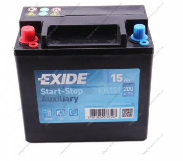 Акумулятор 15Ah-12v Exide AGM AUXILIARY (150х90х145), L, EN200 EXIDE EK151