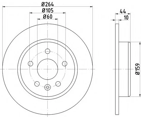 TARCZA HAMULCOWA 264X10 V 5-OTW OPEL ASTRA K 15> PRO SZT TEXTAR 92275303 (фото 1)