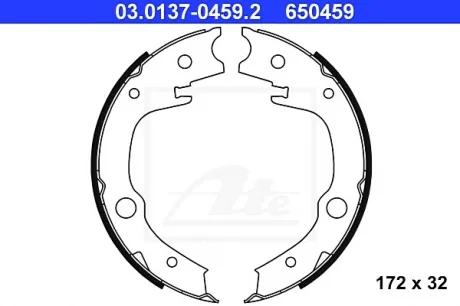 Тормозная колодка TOYOTA AVENSIS, CALDINA, CELICA, COROLLA, COROLLA VERSO, MATRIX, OPA, PRIUS, YARIS, YARIS VERSO 1.0-2.4 04.99-12.09 ATE 03013704592