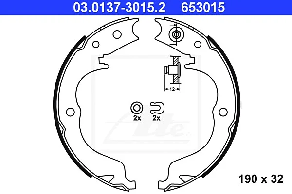 Гальмівна колодка CITROEN C-CROSSER, C-CROSSER ENTERPRISE MITSUBISHI GRANDIS, LANCER VIII, OUTLANDER II PEUGEOT 4007 SUBARU FORESTER, IMPREZA, LEGACY V, OUTBACK 1.5-3.6 04.04- ATE 03013730152 (фото 1)