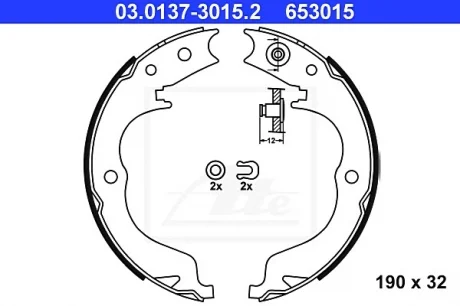 Гальмівна колодка CITROEN C-CROSSER, C-CROSSER ENTERPRISE MITSUBISHI GRANDIS, LANCER VIII, OUTLANDER II PEUGEOT 4007 SUBARU FORESTER, IMPREZA, LEGACY V, OUTBACK 1.5-3.6 04.04- ATE 03013730152