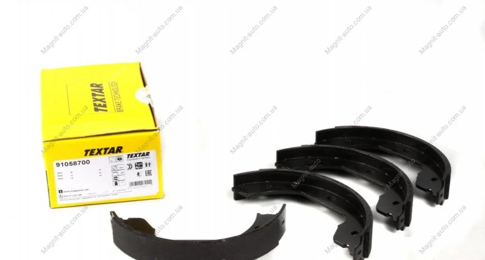 Тормозные колодки барабанные (ручник) BMW 5(E39)/7(E65)/X5(E53) "98>> TEXTAR 91058700 (фото 1)
