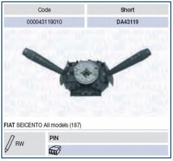 Выключатель на колонке рулевого управления MAGNETI MARELLI 000043119010