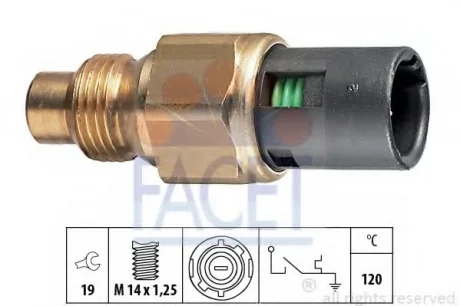 Датчик температури (вказівник/120°C) RENAULT 19 88-95/KANGOO 97-08 1.4i/TRAFIC 89-97 2.2 FACET 74048