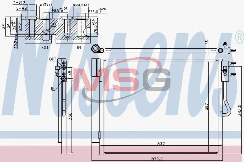 Радіатор кондиціонера (Конденсатор) OPEL MERIVA (2010) 1.6 CDTI NISSENS 940677 (фото 1)