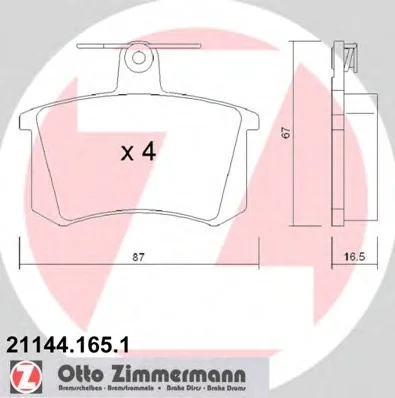 Колодка томозная ZIMMERMANN 211441651 (фото 1)