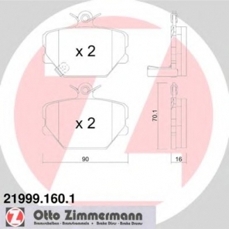 Комплект тормозных колодок, дисковый тормоз ZIMMERMANN 219991601