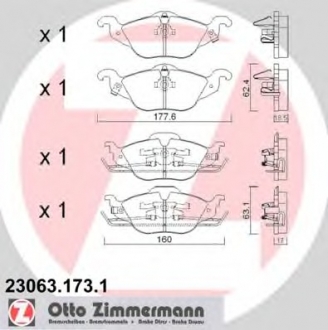 Комплект тормозных колодок, дисковый тормоз ZIMMERMANN 230631731