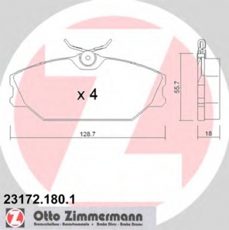 Комплект тормозных колодок, дисковый тормоз ZIMMERMANN 231721801 (фото 1)