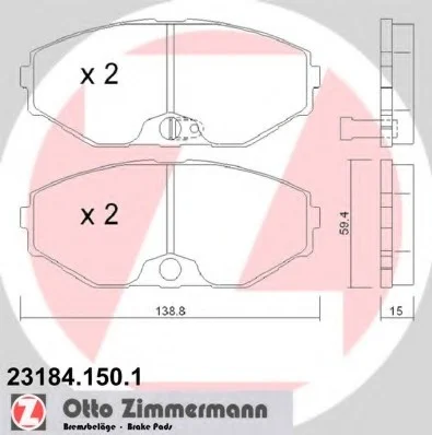 Колодки тормозные дисковые ZIMMERMANN 231841501 (фото 1)
