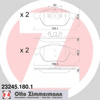 Комплект тормозных колодок, дисковый тормоз ZIMMERMANN 232451801