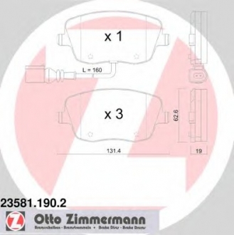 Комплект тормозных колодок, дисковый тормоз ZIMMERMANN 235811902 (фото 1)
