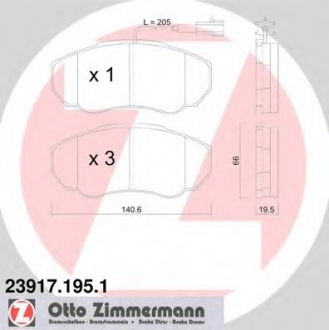 Комплект тормозных колодок, дисковый тормоз ZIMMERMANN 239171951 (фото 1)