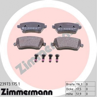 Комплект тормозных колодок, дисковый тормоз ZIMMERMANN 239731751 (фото 1)