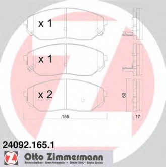 Комплект тормозных колодок, дисковый тормоз ZIMMERMANN 240921651