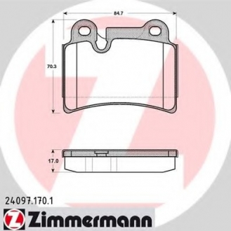 Комплект тормозных колодок, дисковый тормоз ZIMMERMANN 240971701 (фото 1)