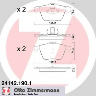 Комплект тормозных колодок, дисковый тормоз ZIMMERMANN 241421901