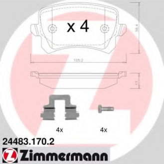 Комплект тормозных колодок, дисковый тормоз ZIMMERMANN 244831702
