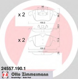 Комплект тормозных колодок, дисковый тормоз ZIMMERMANN 245571901