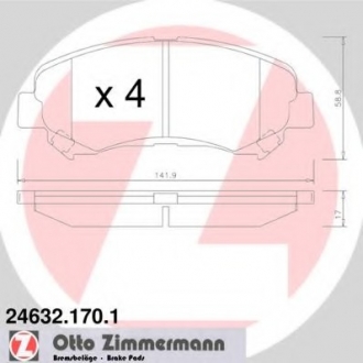 Комплект тормозных колодок, дисковый тормоз ZIMMERMANN 246321701 (фото 1)