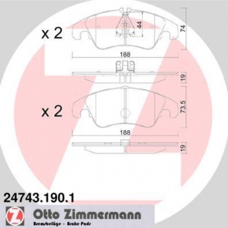 Комплект тормозных колодок, дисковый тормоз ZIMMERMANN 247431901 (фото 1)