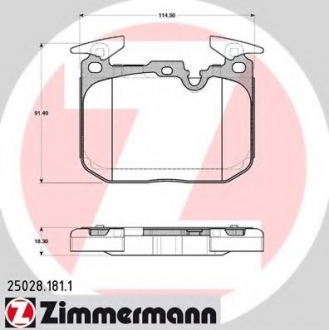 Комплект тормозных колодок, дисковый тормоз ZIMMERMANN 250281811 (фото 1)