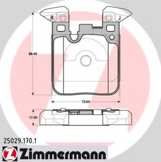 Комплект тормозных колодок, дисковый тормоз ZIMMERMANN 250291701