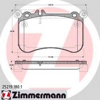 Комплект тормозных колодок, дисковый тормоз ZIMMERMANN 252191801 (фото 1)
