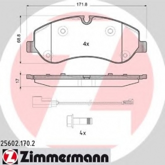 Комплект тормозных колодок, дисковый тормоз ZIMMERMANN 256021702 (фото 1)