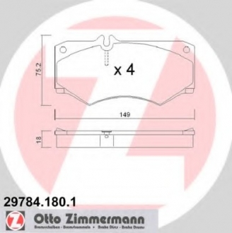 Комплект тормозных колодок, дисковый тормоз ZIMMERMANN 297841801 (фото 1)