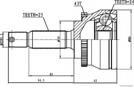 Шарнирный комплект, приводной вал HERTH+BUSS JAKOPARTS J2825131