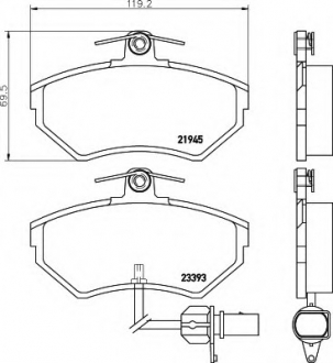 Комплект тормозных колодок, дисковый тормоз HELLA 8DB355018451