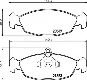 Комплект тормозных колодок, дисковый тормоз HELLA 8DB355007531