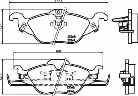 Комплект тормозных колодок, дисковый тормоз HELLA 8DB355008571