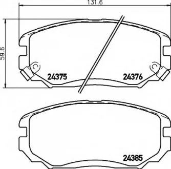 К-кт перед. тормозов. колодок Hyundai Grandeur, Sonata V 2.0CRDi-3.3 05- HELLA 8DB355012461